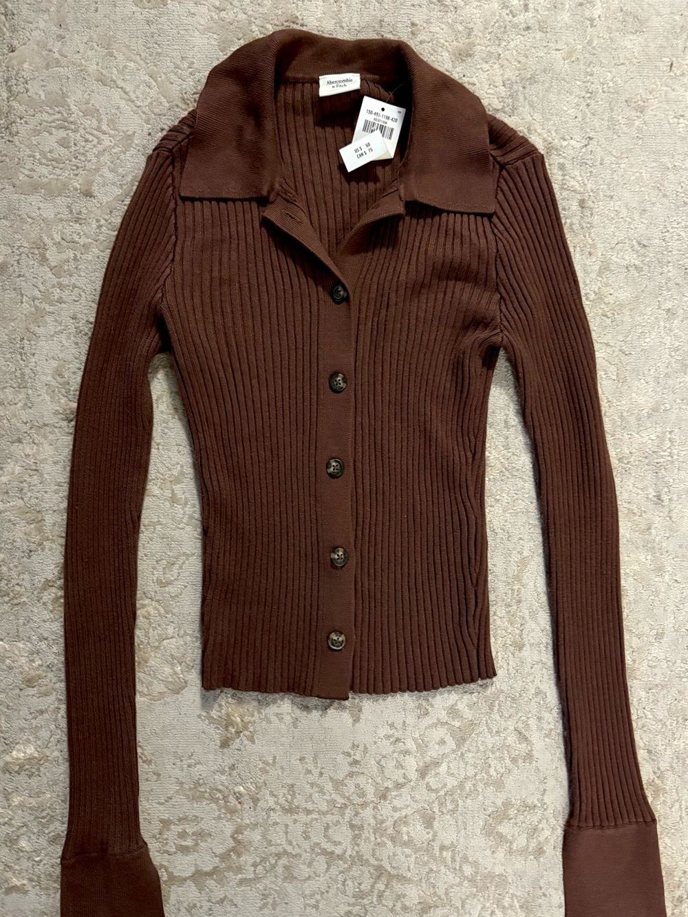NWT❗️Abercrombie & Fitch Chocolate Brown Ribbed Button-Up Cardigan